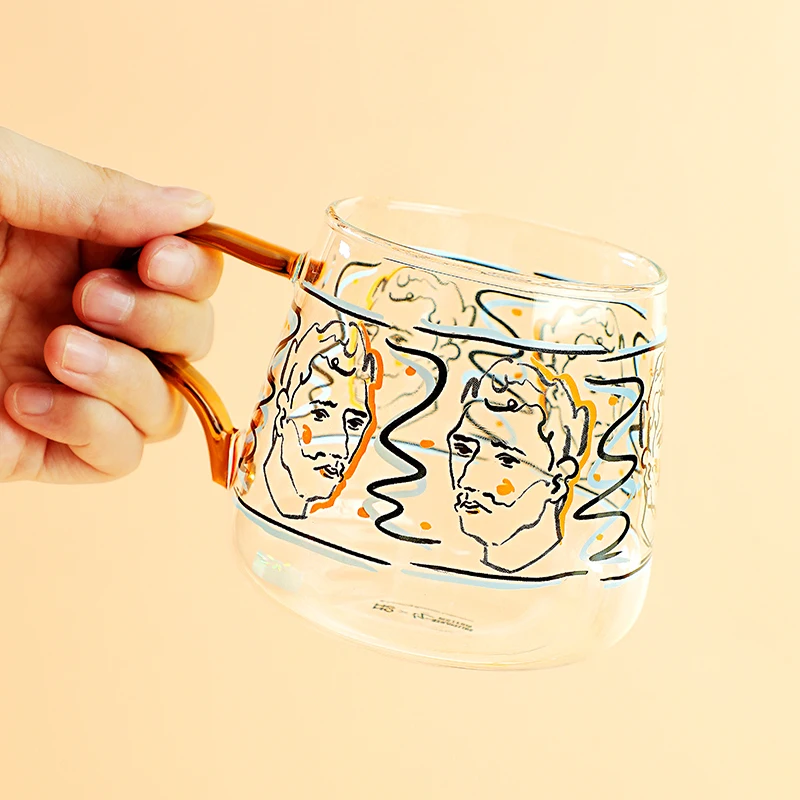 400ml Van Gogh-Impression Glass Mug Coffee Cup With Handle Couple Cups For Breakfast Milk Juice Cold Brinkware | Дом и сад