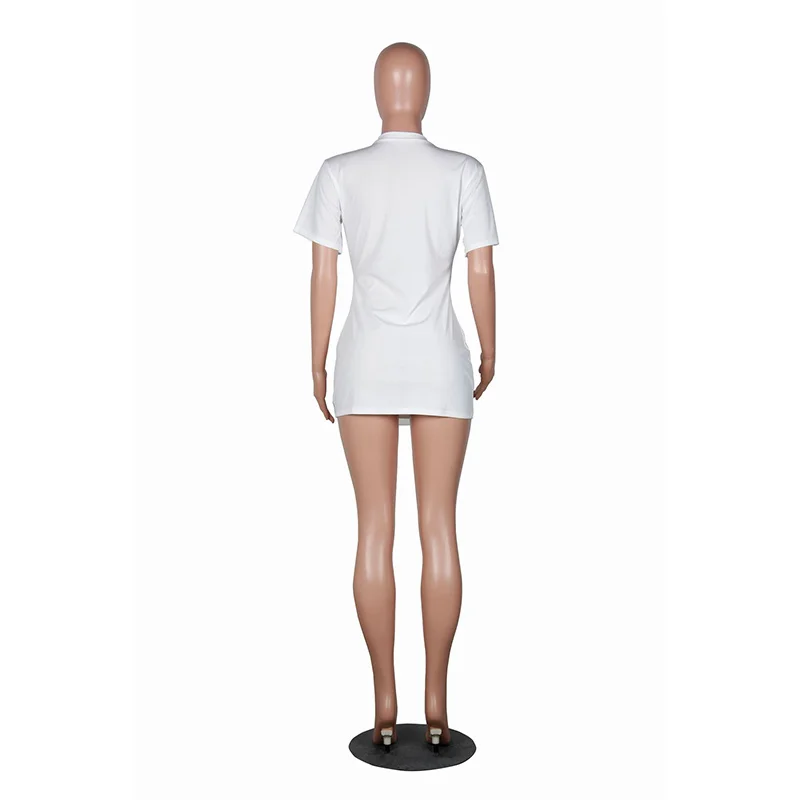 

Character Print Sexy Bodycon Summer Dress Women Short Sleeve Sheath Club Dresses Plus Size Causal O-Neck Mini Package Hip Dress