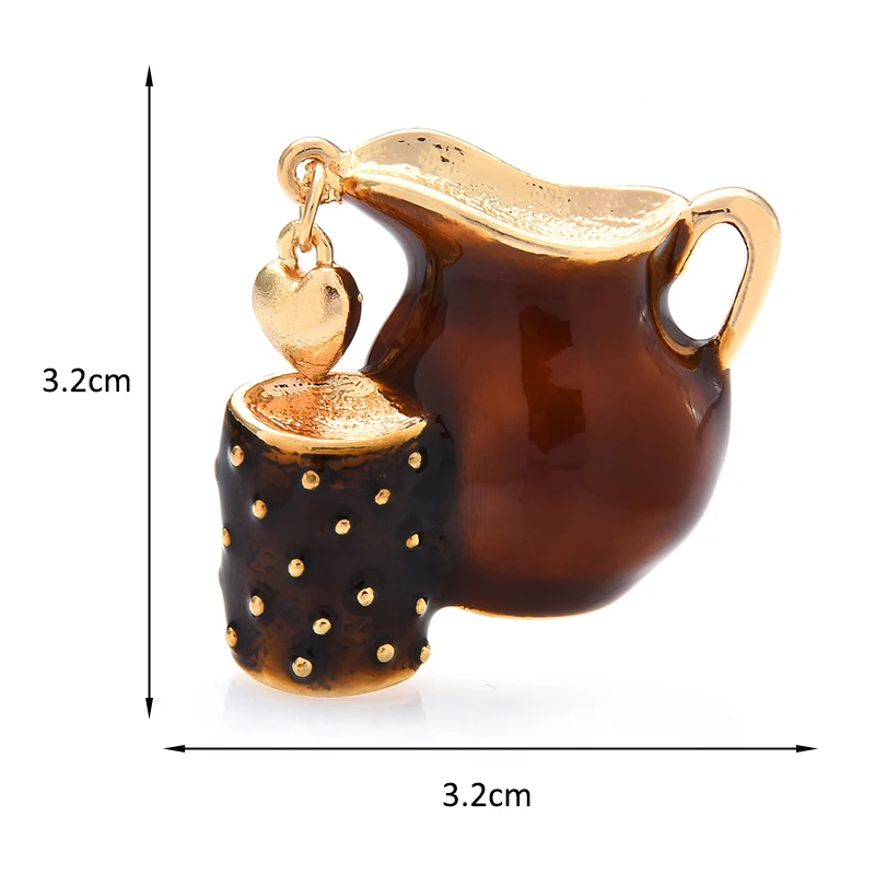 Ретро-броши Wuli &amp baby с эмалью в форме чашки горшка для женщин коричнево-зеленая