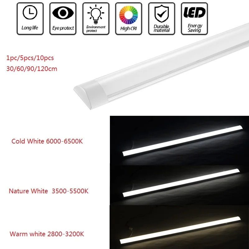 

1/5/10 PCS/LOT Tube LED Cleaning Purification Light 10W 20W 30W 40W LED Tri-proof Batten Light LED Tube Linear Lamp 220V/110V