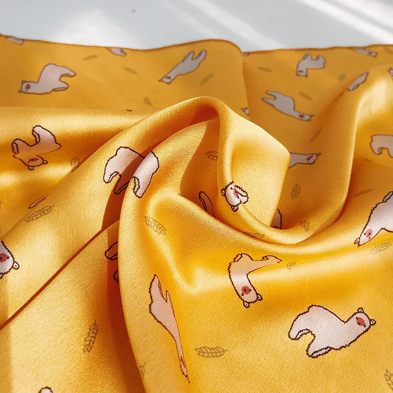 

Ins50cm Artificial Silk Small Scarf Small Square Scarf Female Wild Printed Satin Simulation Silk Knotted Bow Tie