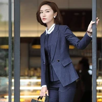 professional wear ladies suit 2022 new high quality fabric slim long sleeve striped suit jacket overalls female interview set