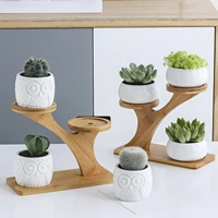 unique bamboo plant stand can hold 3 plant pots indoor plants multi layer wooden flower pot stand only storage racks home decor