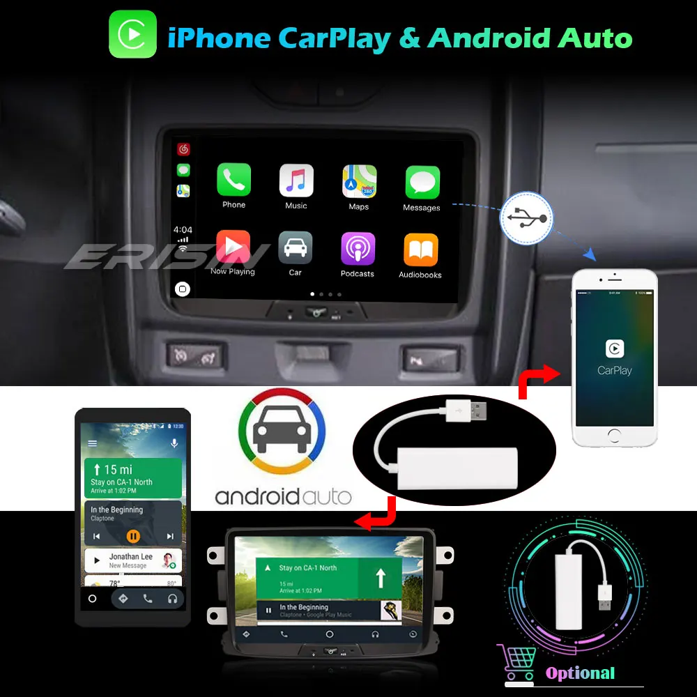 Erisin 5129 Android 10 0 автомобильный стереопроигрыватель DVD DAB + Wifi 4G Bluetooth GPS CarPlay для Renault