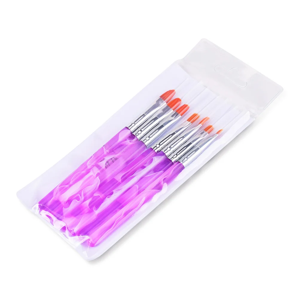 7 шт./компл. кисти для дизайна ногтей ручки акриловые УФ гель рисования картин