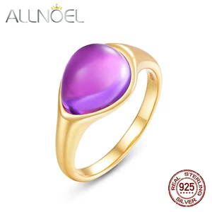 ALLNOEL Твердые 925 пробы серебряные кольца в форме конфет синтетический аметист цитрин зеленый Аметист Синий Кристалл Рождество США Размер 7 .5