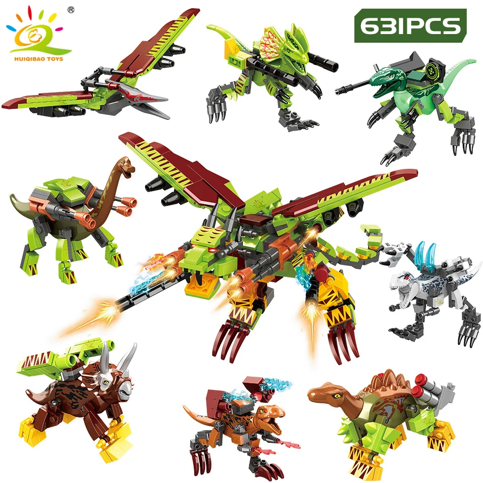 HUIQIBAO 631 шт Дракон меха мир строительные блоки динозавр Юрского периода