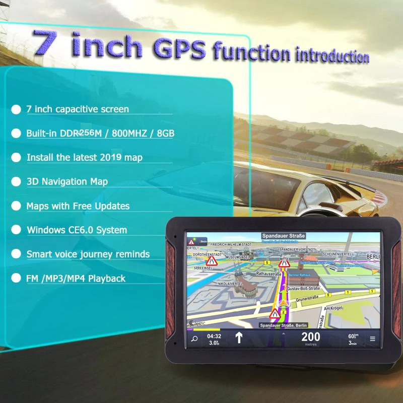 Anfilite 7-дюймовый GPS навигатор для кемпинга автомобиля/грузовика/автомобиля 8 Гб 256 м