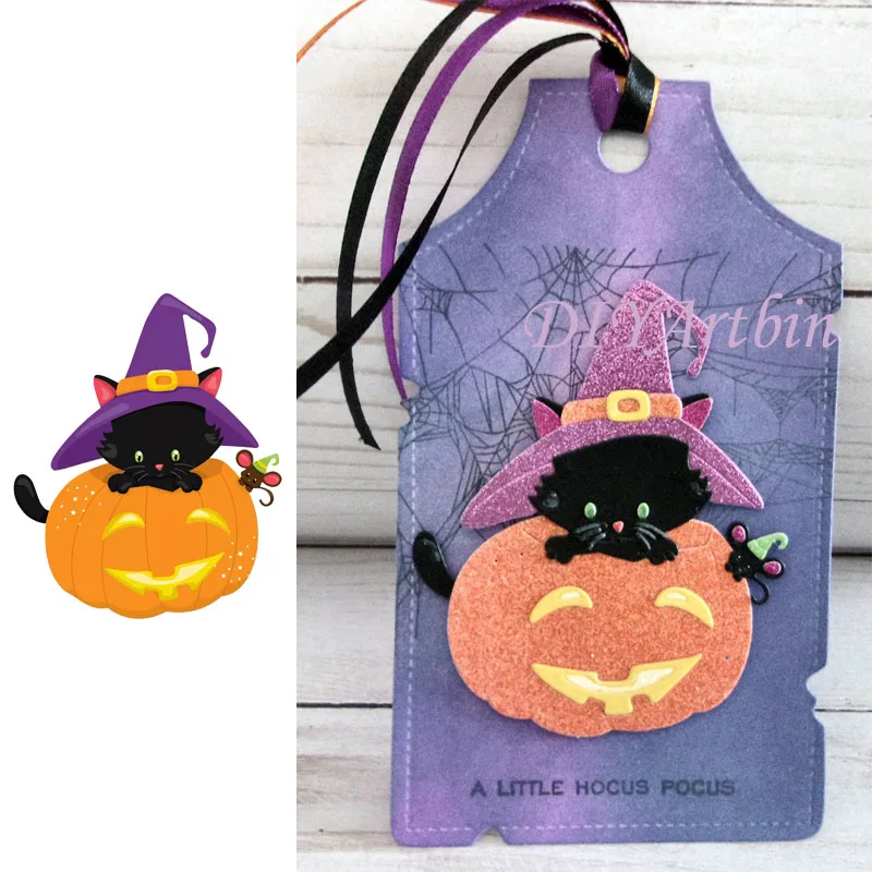 Хэллоуин трафарет в виде кошки Вырубные штампы тыквы выбивая для DIY crafter Cards