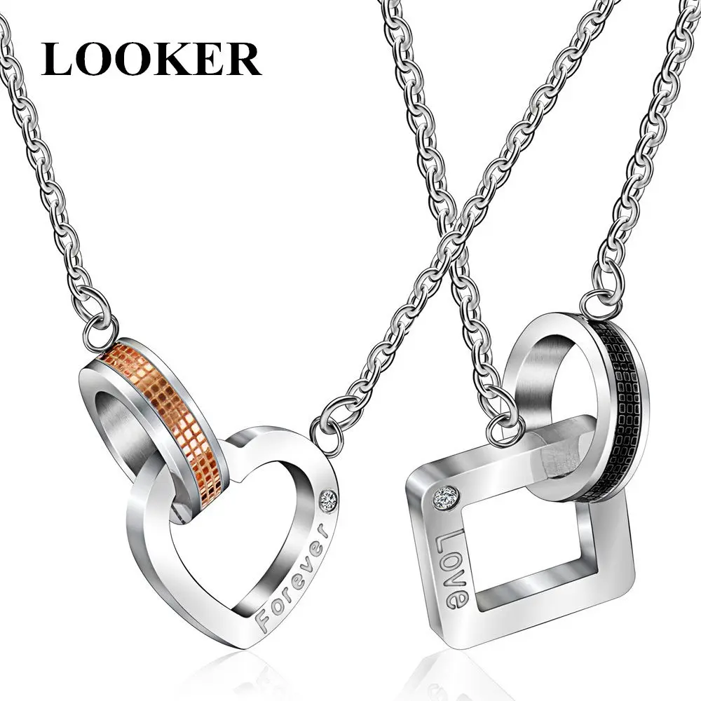 Ожерелья и подвески LOOKER ожерелье для пары мужчин женщин сердце квадраты