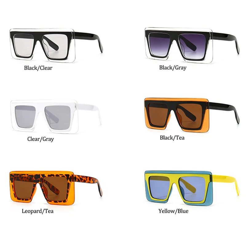 

2020 New Oversized Sun Glasses For Women Square Yellow Fashion Designer Rimless Sunglasses Woman Shades Eyewear UV400