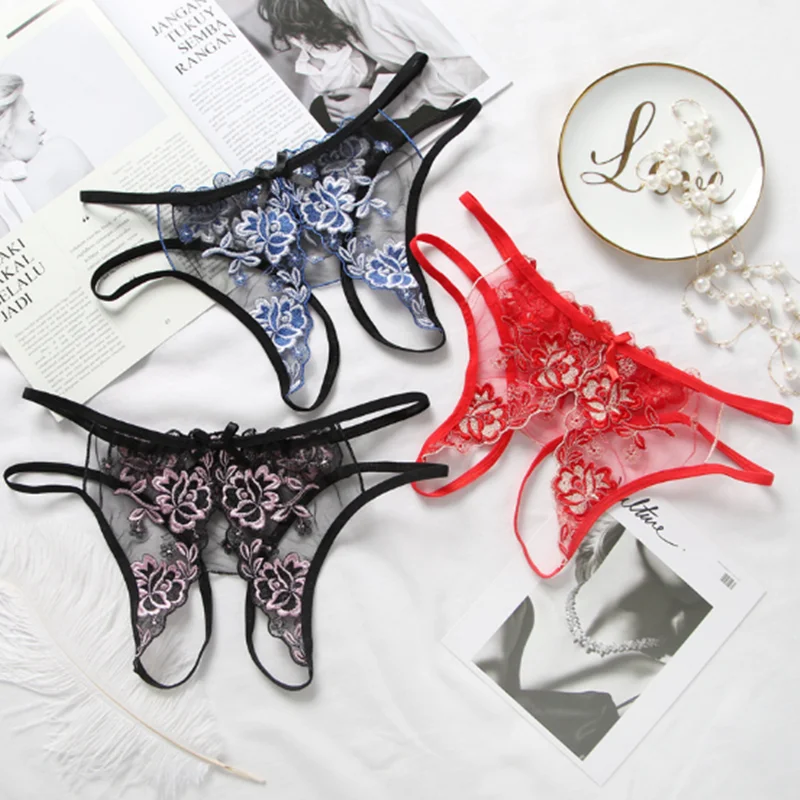 Женское сексуальное эротическое нижнее белье трусики с открытой промежностью