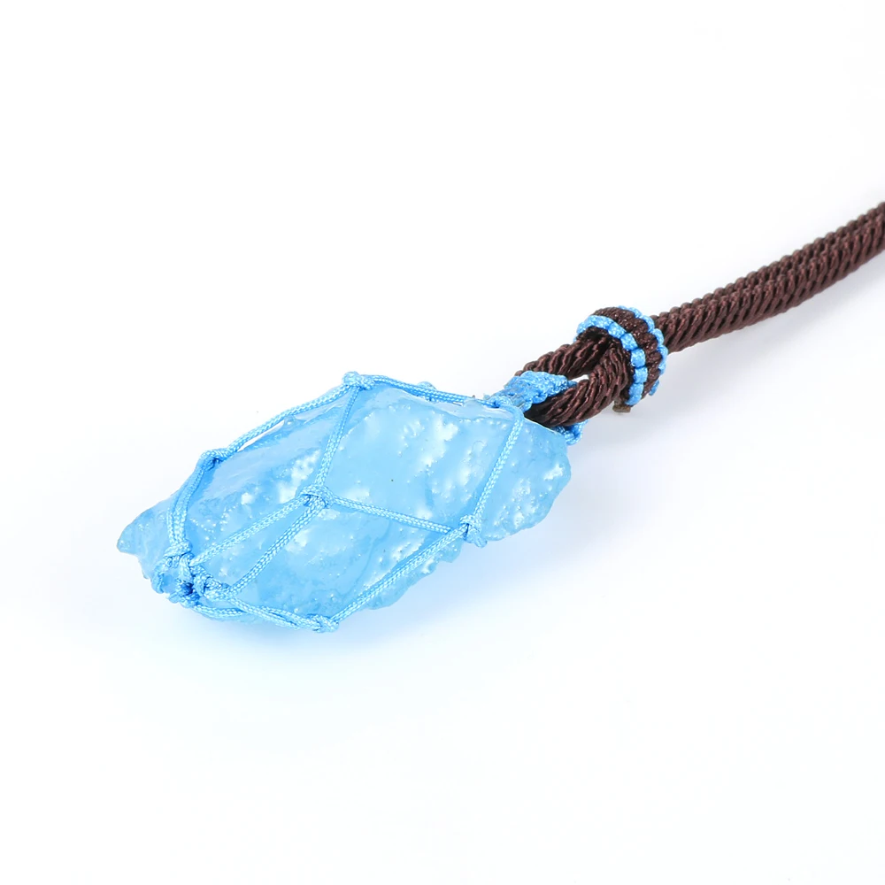 Подлинное оригинальное ожерелье с кулоном Aquamarines ручная оплетка Необычные