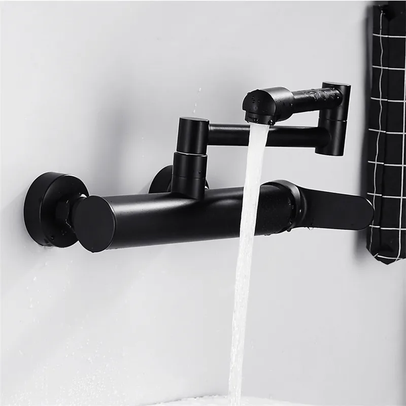 liuyue kitchen faucet blackchrome brass dual hole 360 rotate bathroom fold able faucet cold hot mixer taps torneiras de cozinha free global shipping