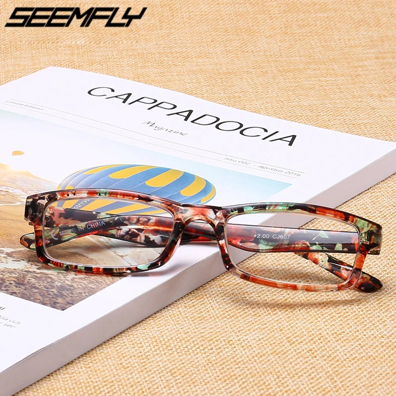 

Seemfly Floral Reading Glasses Women Men Square Presbyopic Eyeglasses Female Male Hyperopia Eyewear Optics Diopter Spectacles