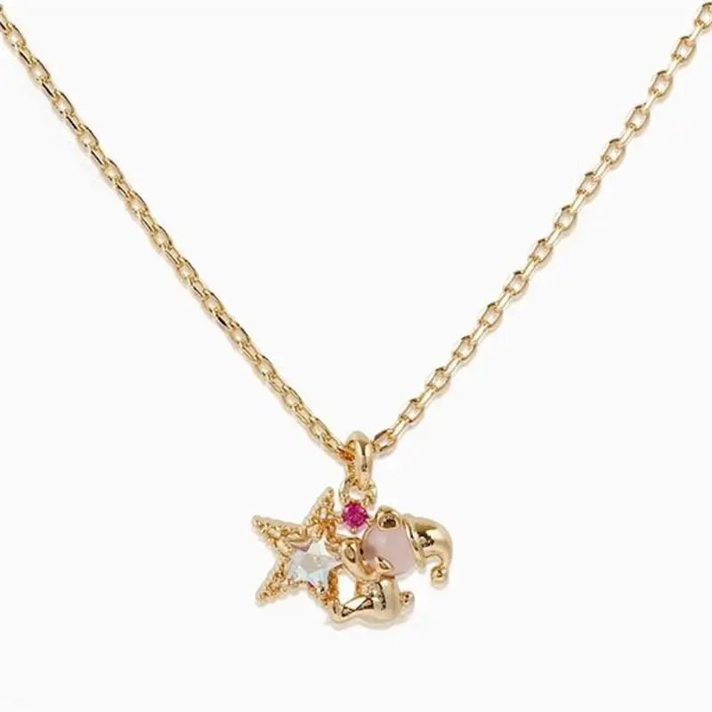 

Креативное медное позолоченное рождественское ожерелье с медведем в стиле ins, ожерелье с милой цветной звездой из циркония для женщин и дев...