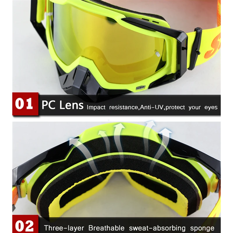 Очки для мотокросса Soman Lunettes езды на мотоцикле и велосипеде по бездорожью