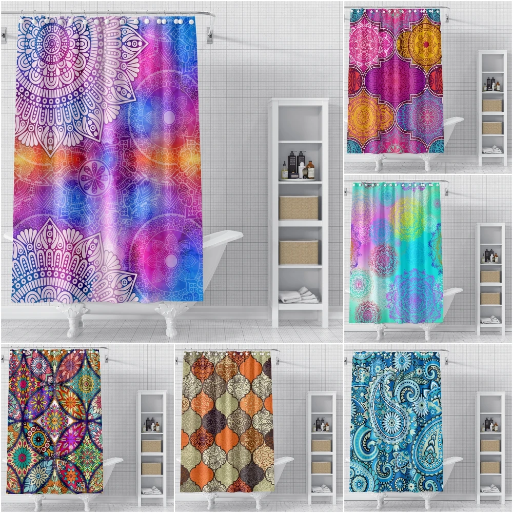

Mandala Style Bathroom Curtain Floral Flowers Pattern Shower Curtain Waterproof Shower Curtains For Bathroom Toilet Decor