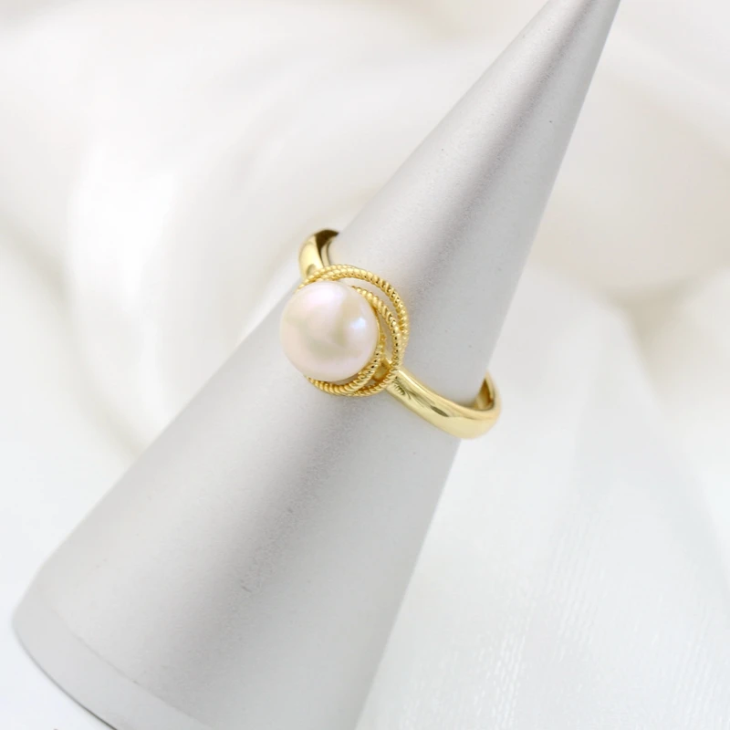 

Authentic 925 Sterling Silver Rings Inlaid Natural Freshwater Pearl Fashion Creative Ring Women 18K Gold Plated Style Jewelry