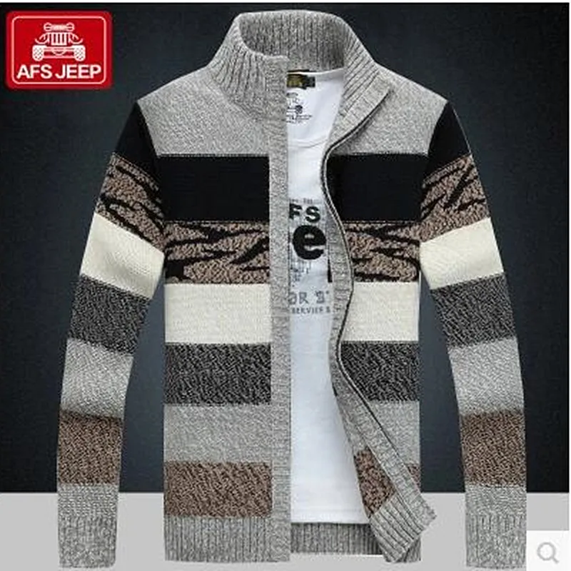 2018 осенний наряд новый свитер утепленный с высоким воротником кардиган мужские