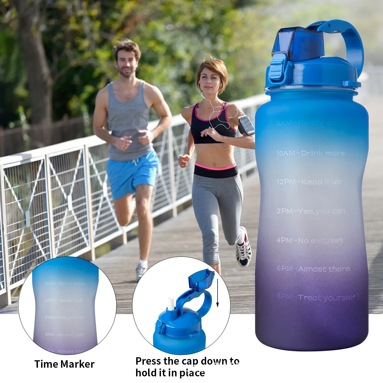 

Fashion Water Bottle Unisex Large Capacity Water Cup Gradient Color Fitness Sports Kettle For Outdoor Activities
