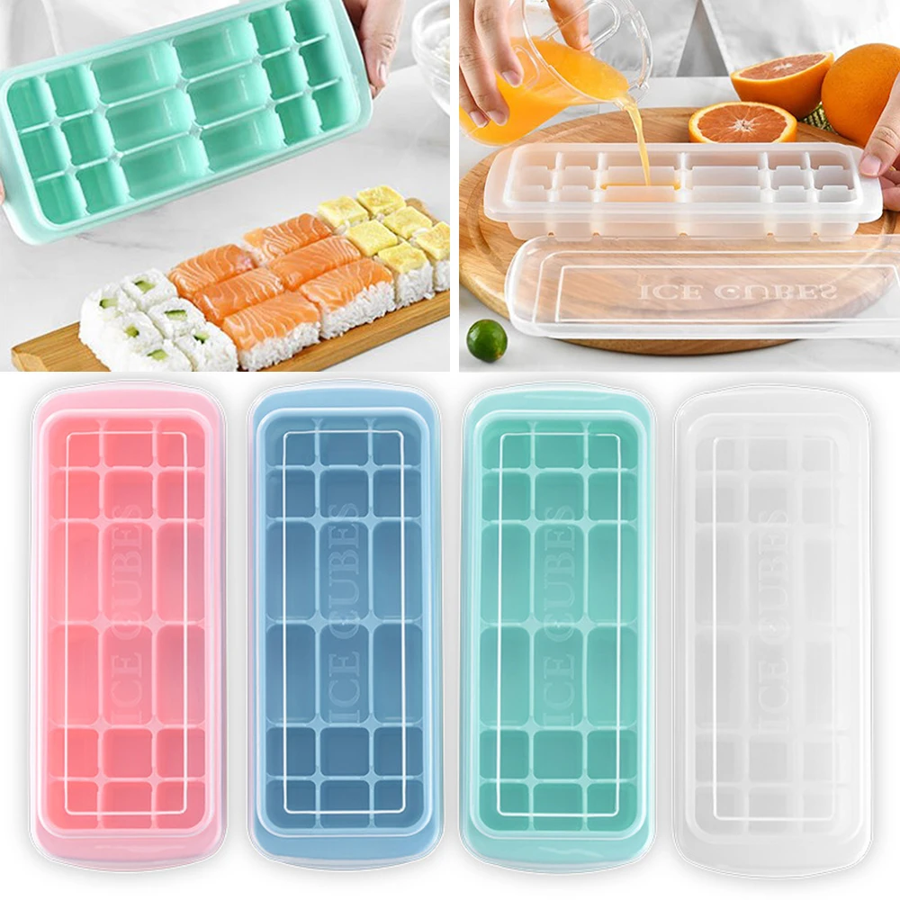 Силиконовые гибкие кубики льда поддоны формы квадратной с прозрачной крышкой