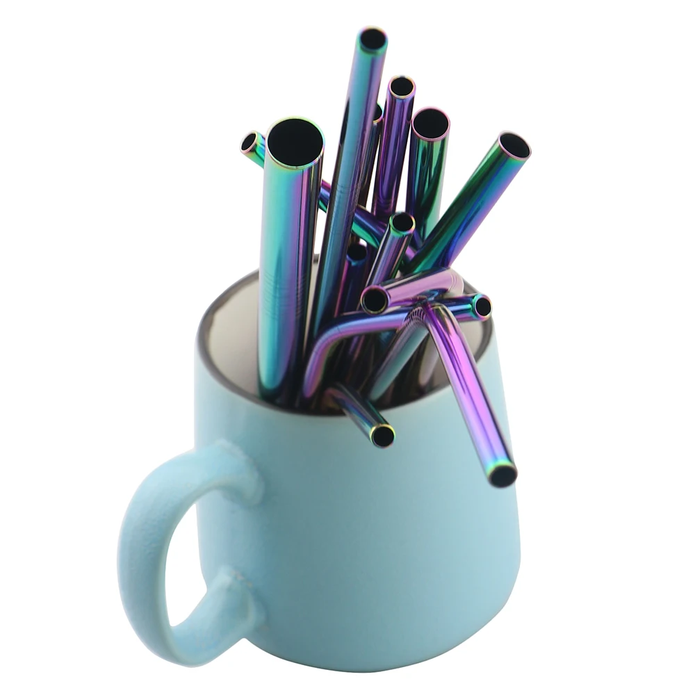 

Многоразовые питьевые соломинки 18/10, набор из нержавеющей стали, высококачественные металлические цветные с чистящей щеткой, аксессуары дл...