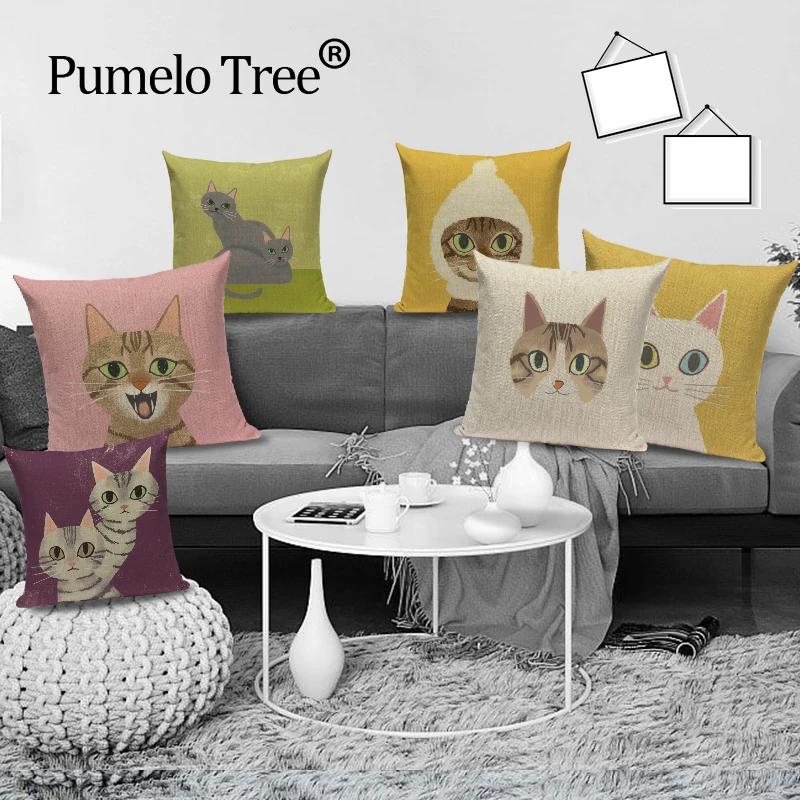 Милый декоративный Чехол подушка в виде котика из мультфильма животное чехол