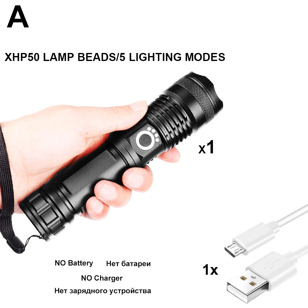 A-XHP50-NO Battery ZK20 дропшиппинг светодиодный Телескопический фонарь 8000 Люмен масштабируемый XHP50 USB Перезаряжаемый 18650 26650 фонарь - Испускаемый цвет: A-XHP50-NO Battery