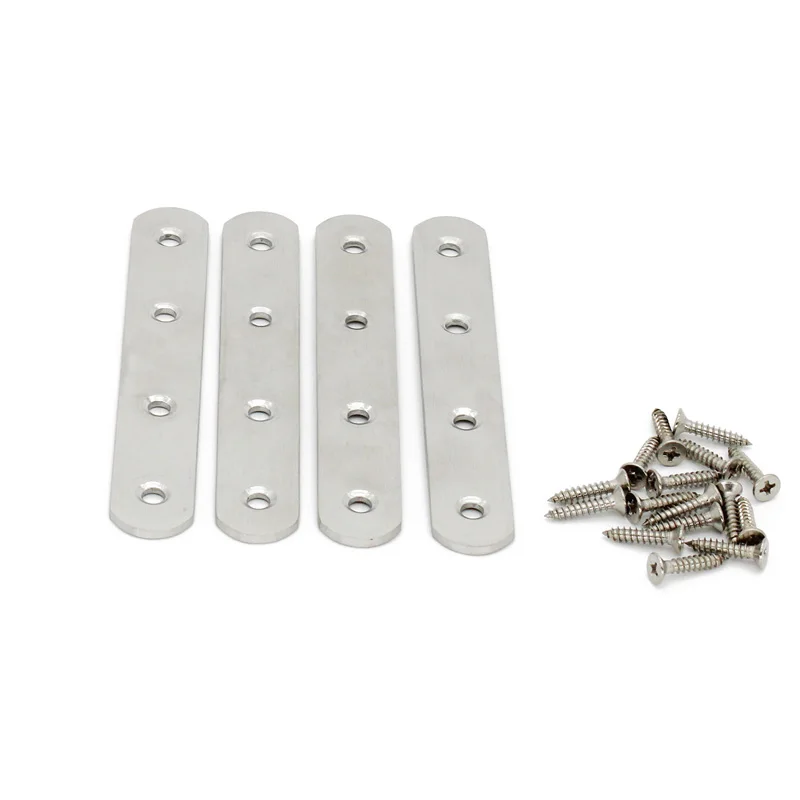 

130x20x3mm Flat Mending Plate for Wood,Stainless Steel Straight Brackets Repair Fixing Wood Brace Joining Plates Connector 4PCS