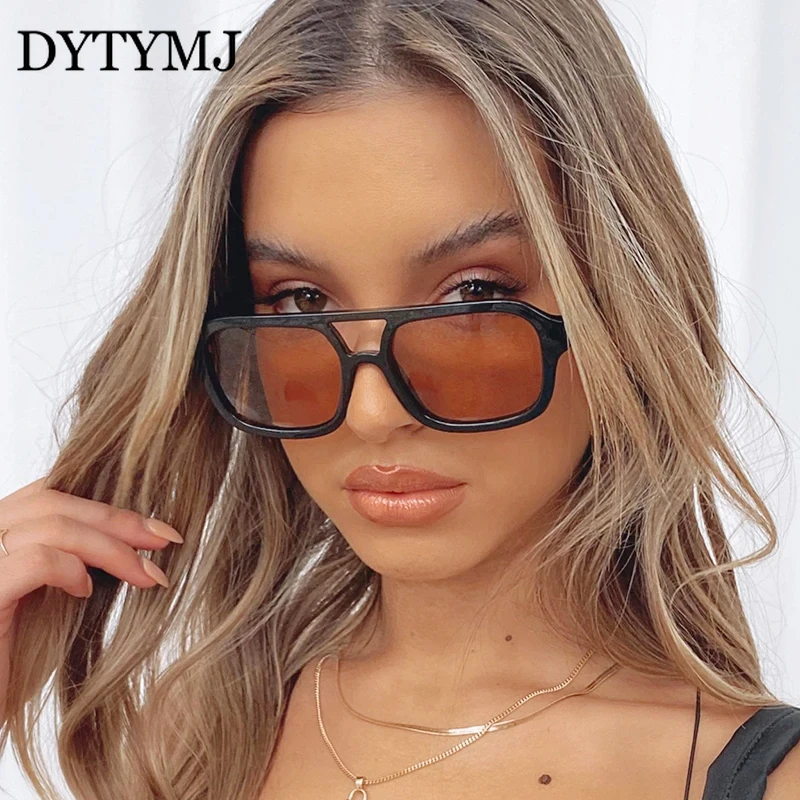 

DYTYMJ New Square Sunglasses Women Fashion Double Beam Sunglasses Women/men Vintage Big Frame Ocean Lens Gafas De Sol Hombre