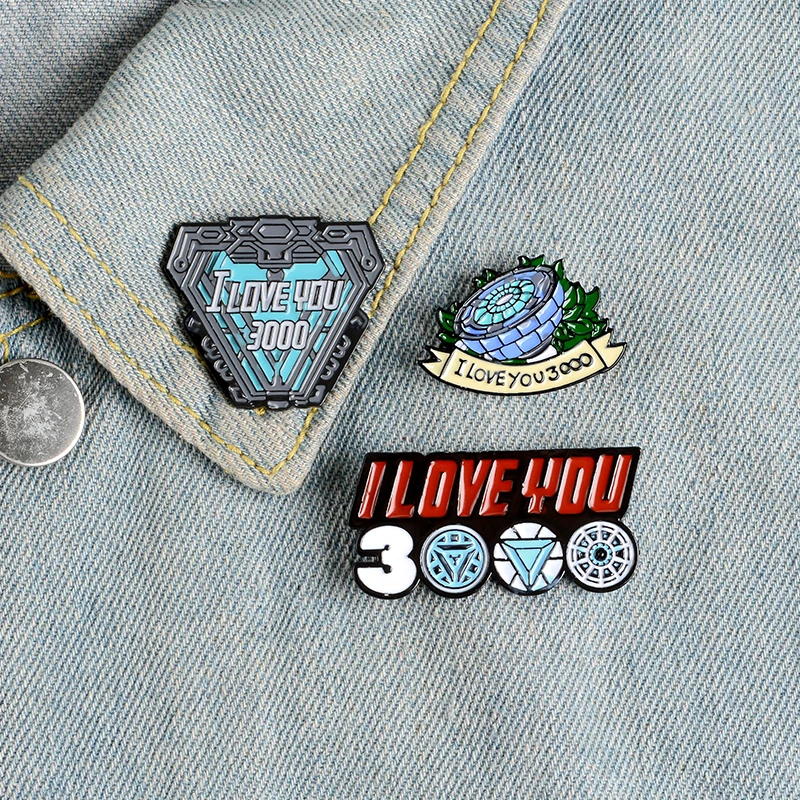 

I Love You 3000 Enamel Pins Tony Super Hero Movie brooches Badges Hats Jackets Accessories Lapel Pins For Women Men