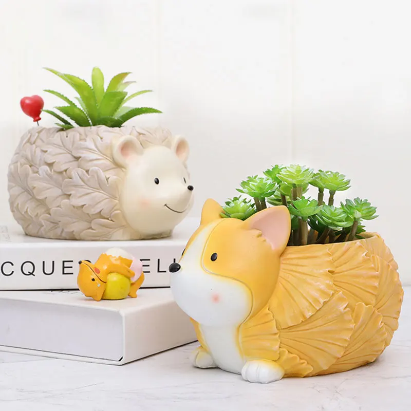 

Цветочный горшок с мультипликационными животными, суккулентами, креативный садовый микро-ландшафт, каучуковый цветочный горшок, украшения...