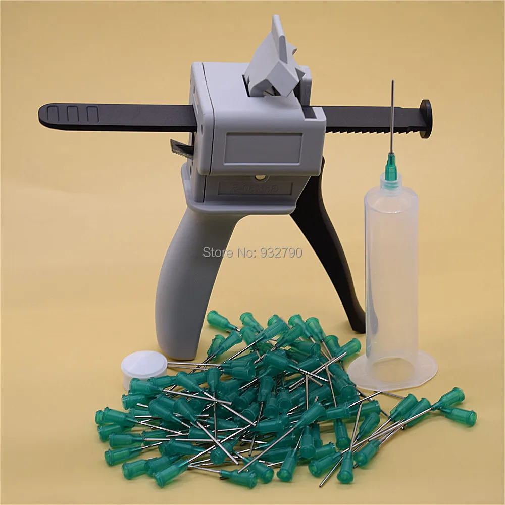

30cc Adhesive Gun Manual Dispenser Guns & 30cc Glue Liquid Cartridge Dispenser Syringe Barrel & 100x 18G Dispensing Needle Tips