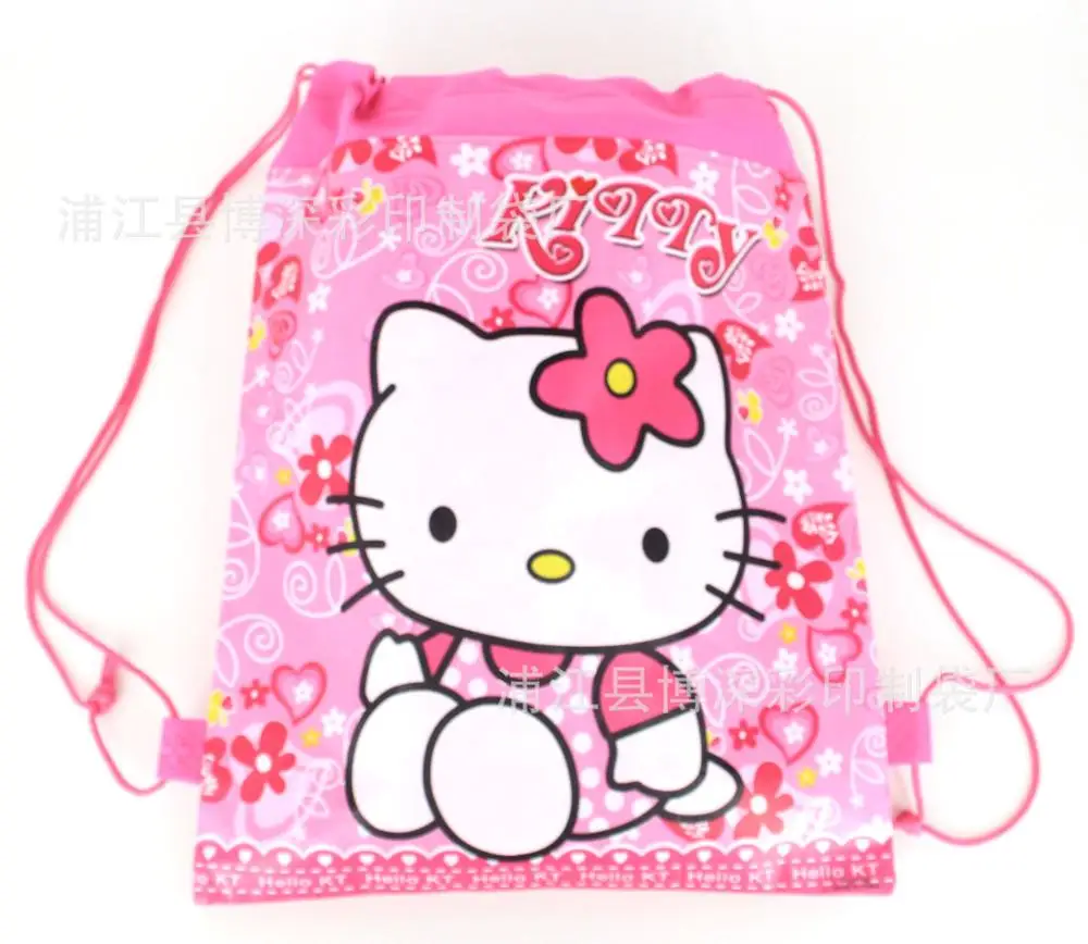 Hello kitty тема для девочек детей 6/12 шт сумки на шнурке нетканые путешествия пакет