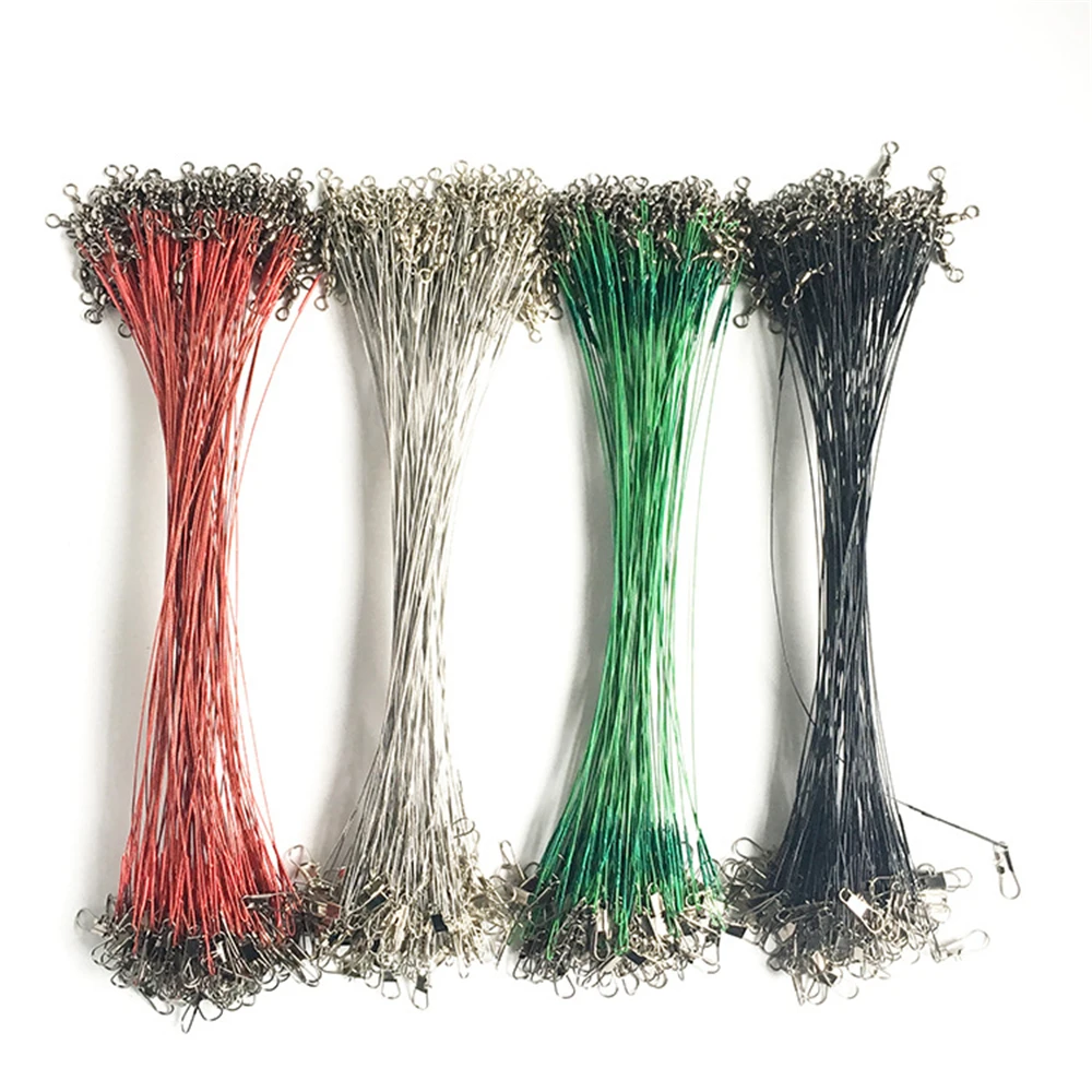 

20/50Pcs Anti-bite Steel Fishing Line Wire Rope Head With Rotating Fishing Accessories 4-color Lead Rope 15CM 20CM 25CM 30CM