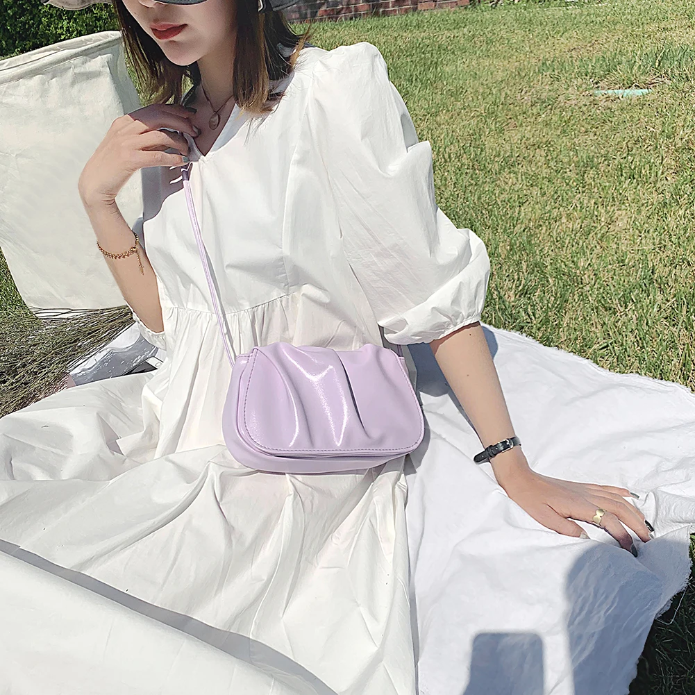 Женская сумка через плечо из искусственной кожи однотонный плиссированный