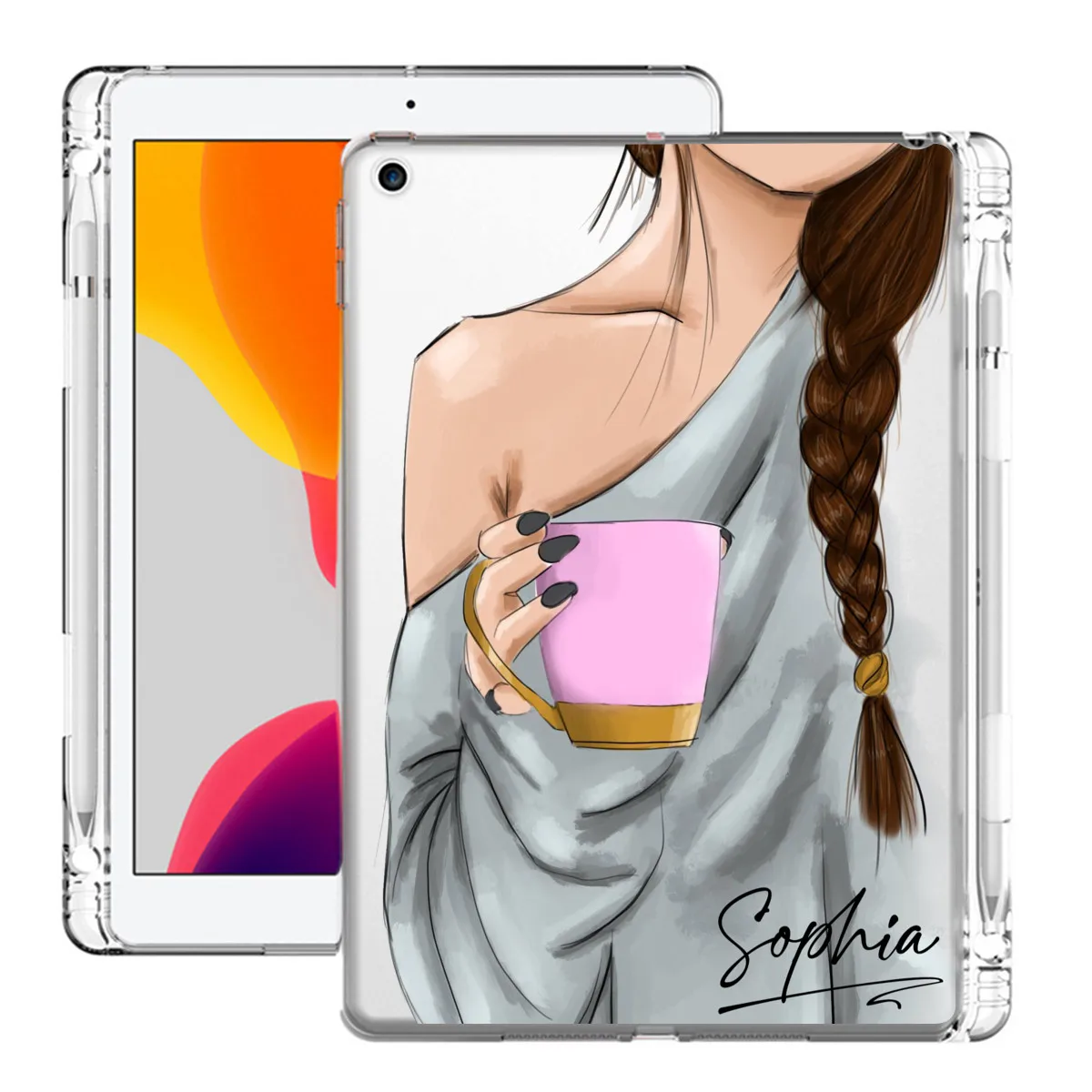 Custom Name Tablet Cover For iPad Air 4 Case Pro 11 2020 Funda With Pencil Holder 10.2 7th 8th Generation Clear Mini 5 Air 3