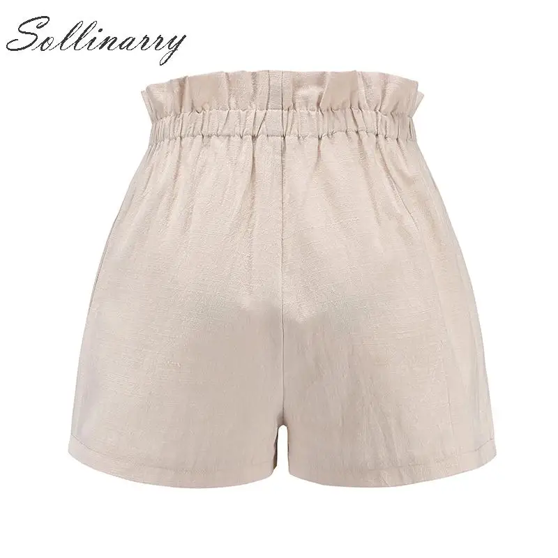 Sollinarry/бежевые повседневные женские шорты со шнуровкой 2019 летние стильные с