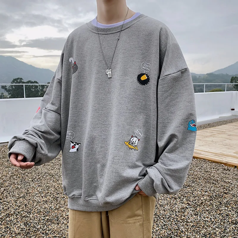 

Мужские пуловеры, новинка 2021, Мужская Осенняя модель, Свободные корейские трендовые универсальные топы, мужские свитшоты