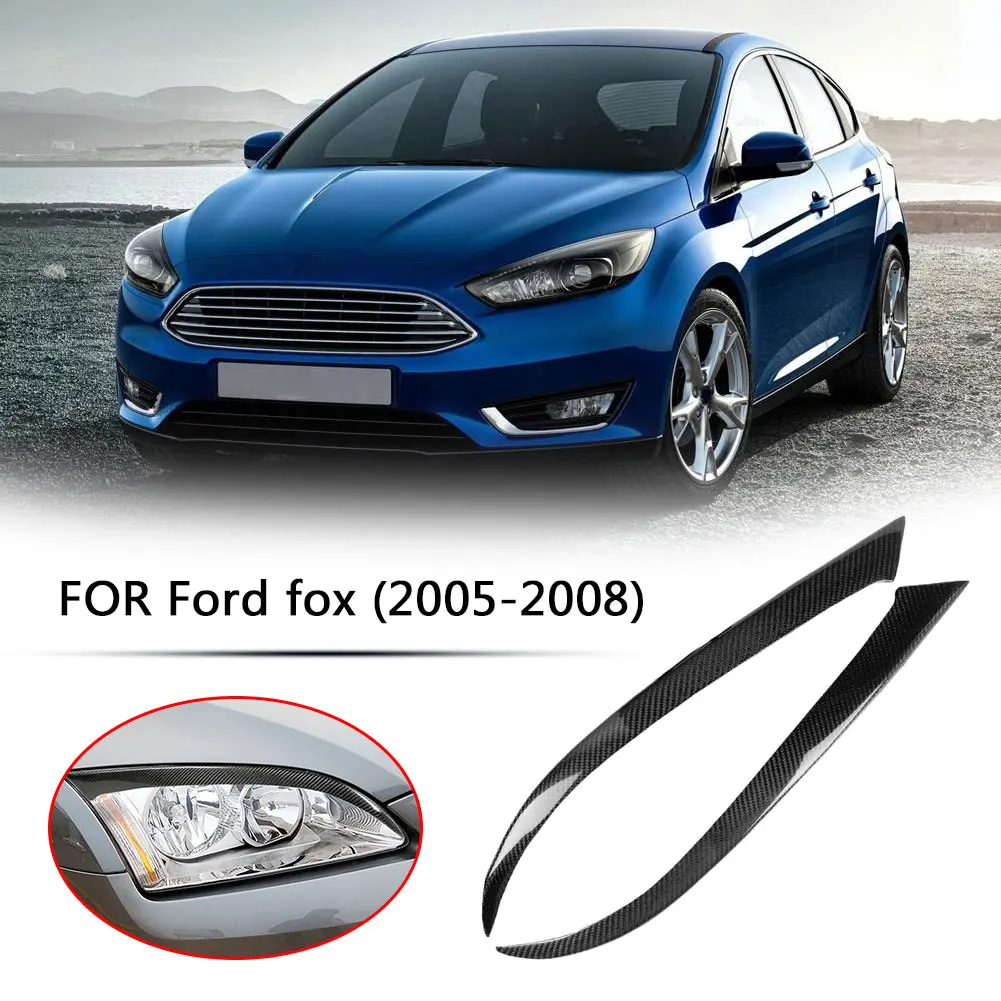 

Headlight Eyelid Eyebrow Cover Headlight Protector Carbon Fiber Eyelids Trim Decoration for Ford Focus 2005-2008