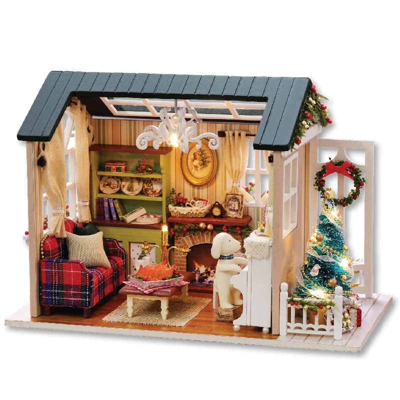 

DIY Doll House Miniature Dollhouse With Furnitures Wooden House Miniaturas Toys For Children New Year Christmas house Gift Z