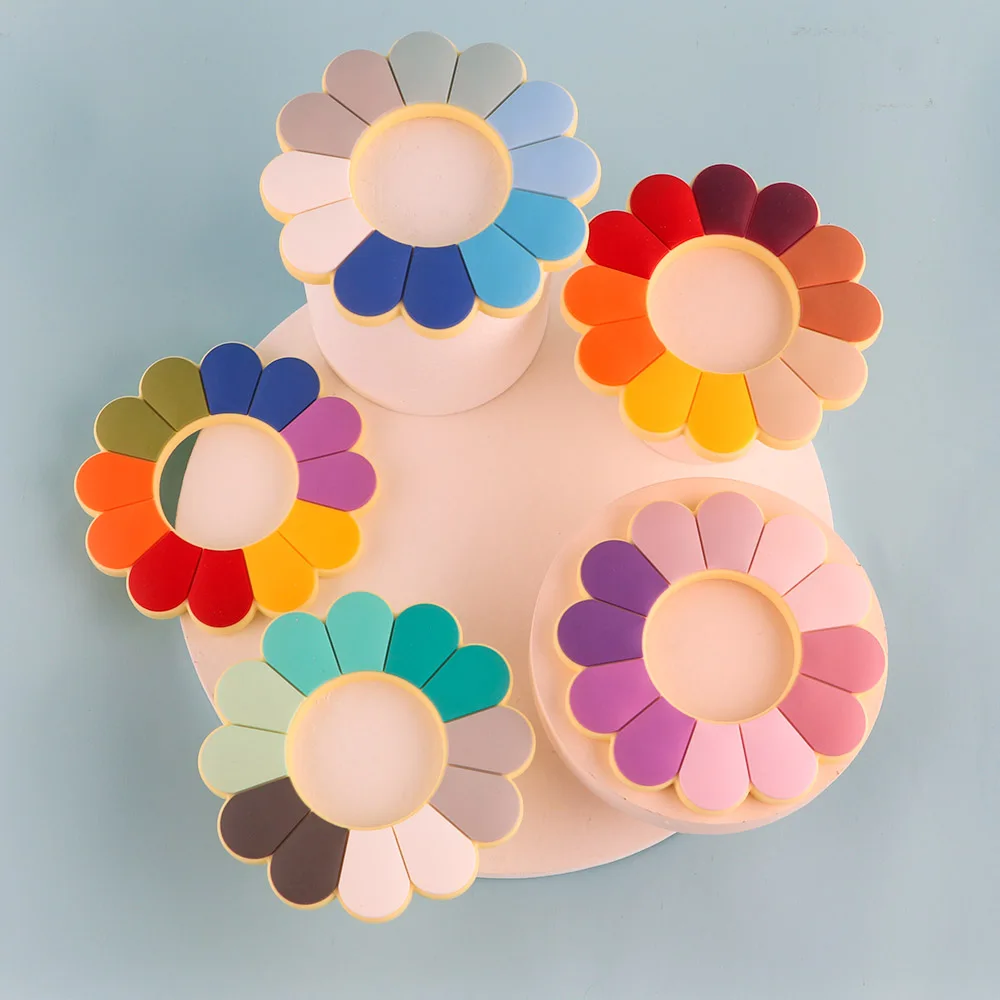 Kovict-mordedor de silicona con flores de colores, colgantes de silicona de grado alimenticio, accesorios de cadena para chupete, juguetes molares para beb&eacute;, 1 ud.-2