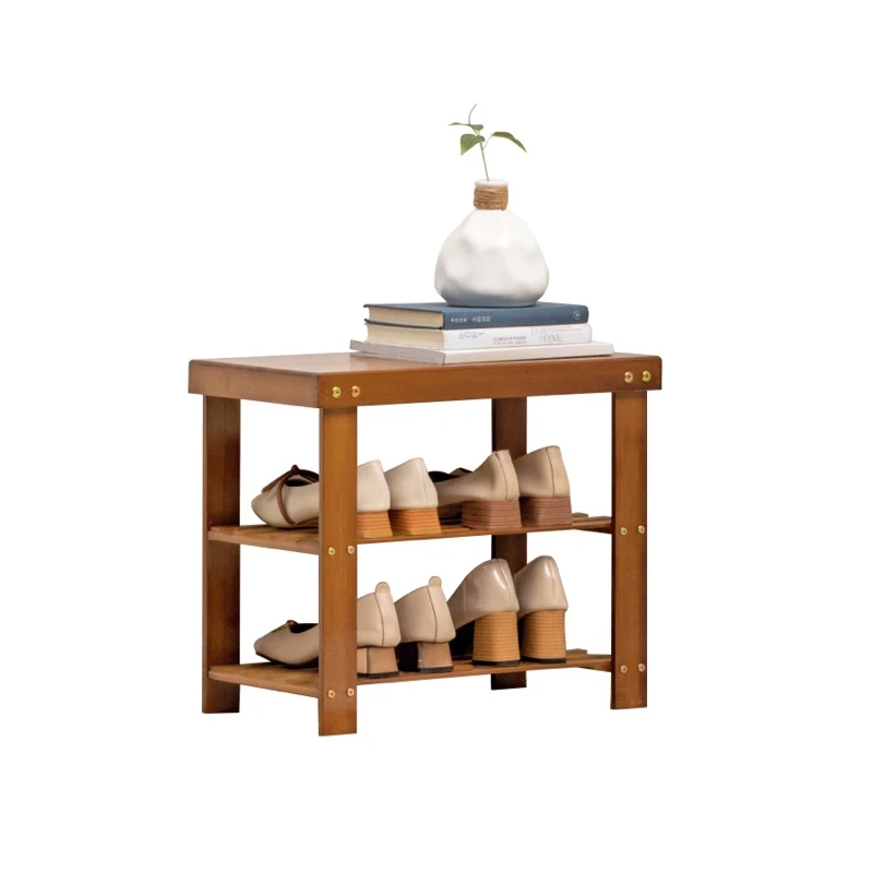 

2 Tier Bamboo Shoe Bench Shoe Cabinet Simple Home Door Hallway Entryway Sit Seat Chair Storage Stool Shoe Rack Storage Organizer