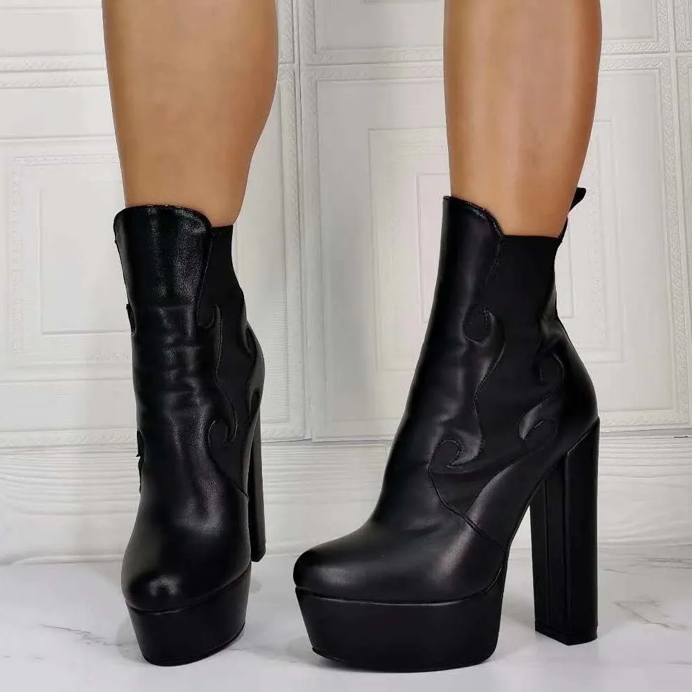 

SARAIRIS Big Size 36-43 Ladies 2020 Brand New Mature Fashion Boots Ankle Boots Women Platform Thick High Heels Shoes Woman