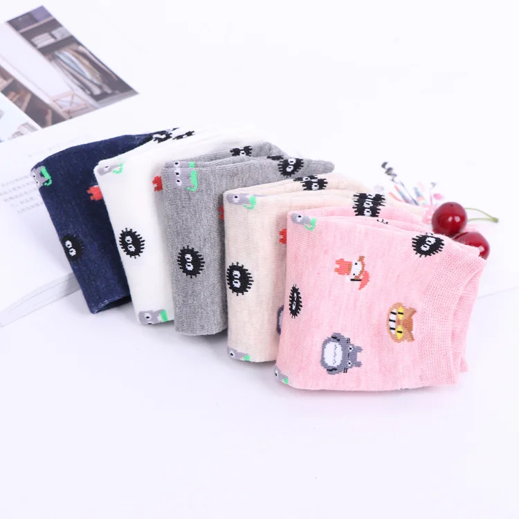 Летние женские носки из хлопка с рисунком Тоторо Kawaii Cat Umbrella Chinchillas Little Totoro