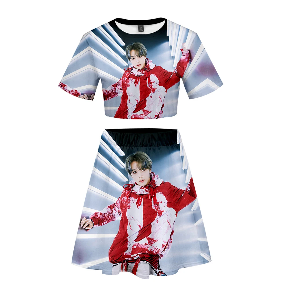 

NCT 127 We Are Super Human 3D Printed Streetwear Women Two Piece Set Kpop Casual Summer Crop Top+Skirt Crop Top Dress