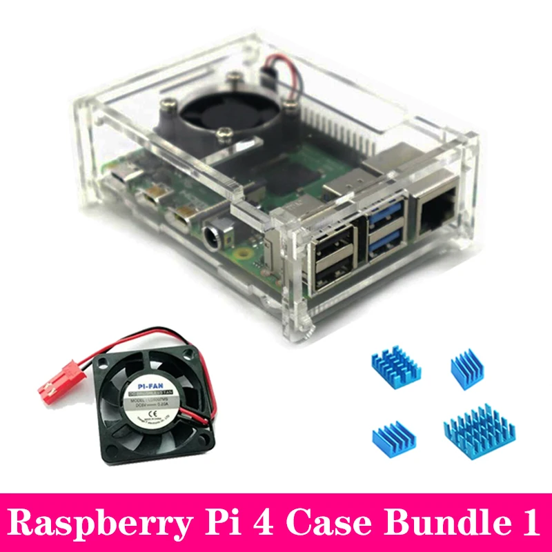Для Raspberry Pi 4 Чехол прозрачный акриловый чехол с крутым вентилятором алюминиевый радиатор для Raspberry Pi 4 Модель B Pi 4B Pi4
