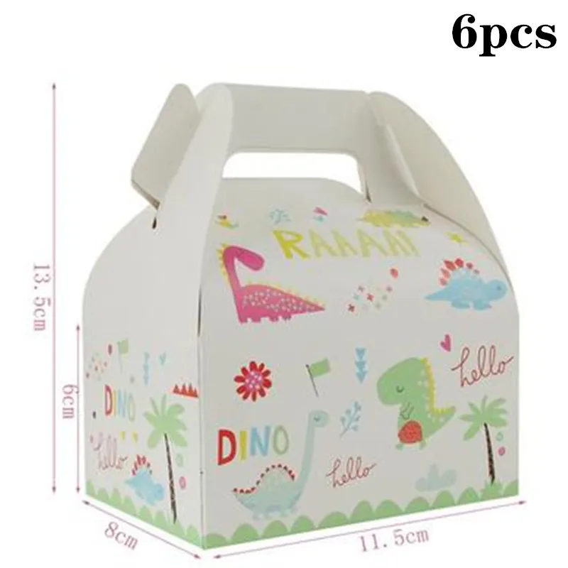 candy box 6pcs Мотив динозавра праздничный набор столовой посуды Одноразовая бумажная тарелка скатерть торт Топпер с первого дня рождения товары для мальчиков - Цвет: candy box 6pcs