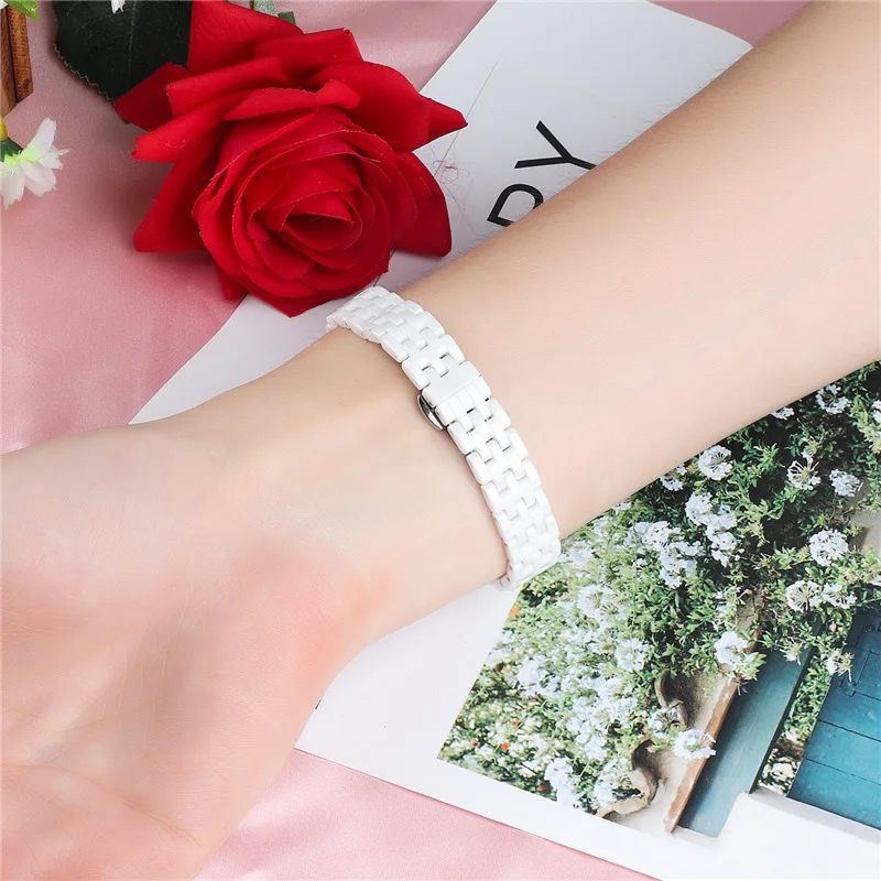 Ceramics Strap For Xiaomi Mi Band 5 6 4 3 Smart Watch Wristband Bracelet band Replacement Woman Man Stainless for Mi Band 6 5 4
